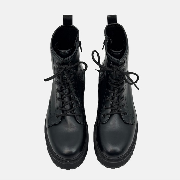 Universal Thread Target Black Combat Boots Lug Sole Lace Up Zip Ankle Size 8 - Picture 2 of 15